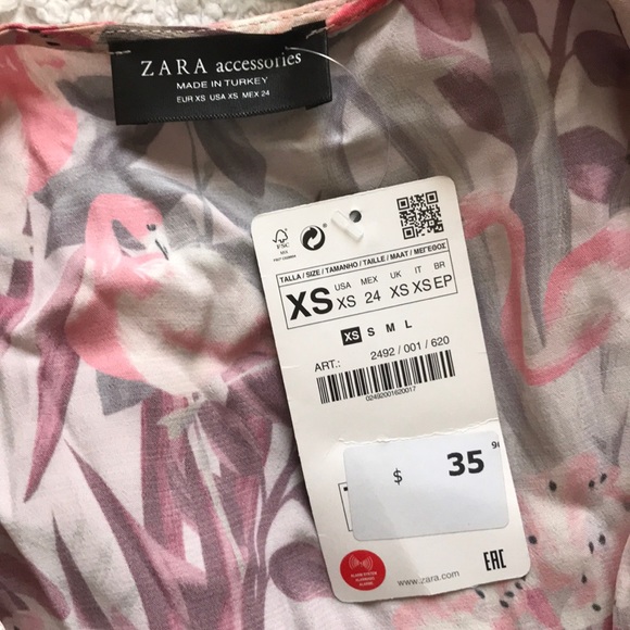 Zara Tropical Flamingo Tie-Up Crop - Picture 4 of 4